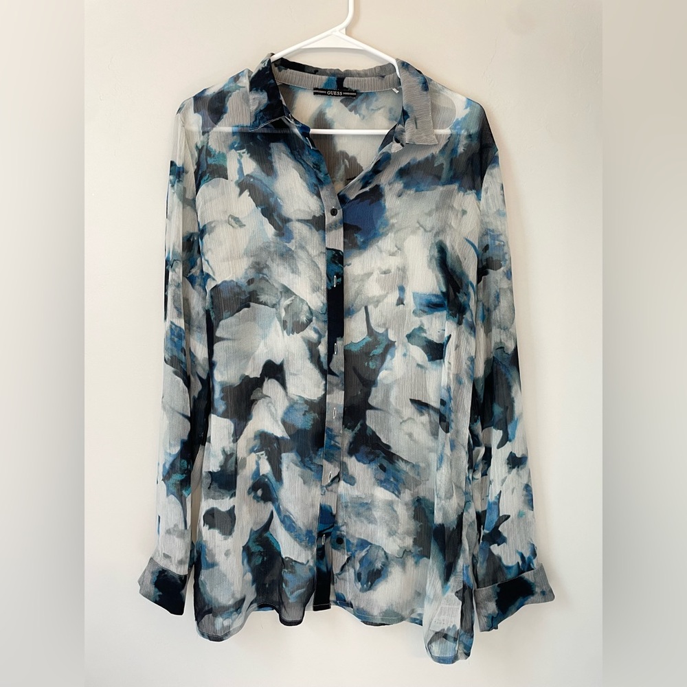 Guess Women's Long Sleeve Blouse Sz L
